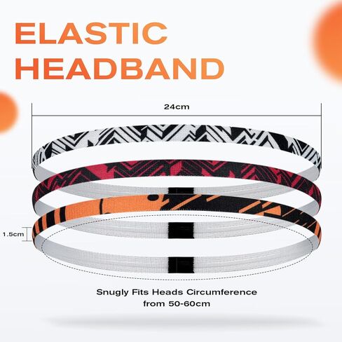 Thin Sports Headbands for Women, Men & Kids - 5 Pack Elastic Skinny Sweatbands, No-Slip Soft Hair Bands for Running, Workout, Yoga, Tennis, Basketball, Soccer, Football - Black in Saudi Arabia