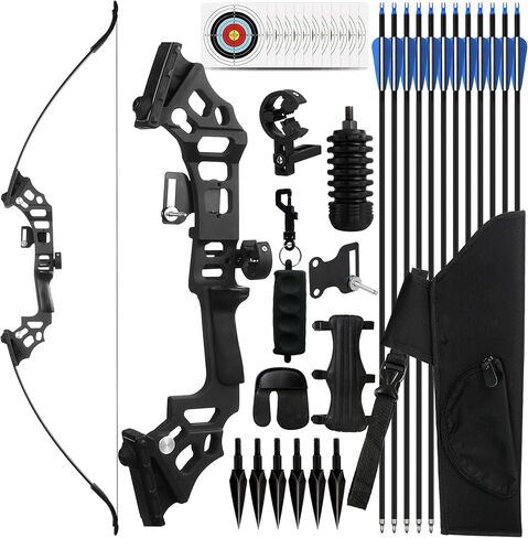 Recurve Bow and Arrow Set for Adults, 30–40lbs Right-Handed Archery Kit with Carbon Arrows & Accessories for Outdoor Target Practice in Saudi Arabia
