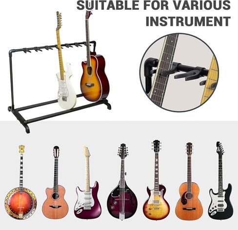 PrecisionAuto Multiple Guitar Stand, 7 Holder Multi Guitar Rack with Folding Design, Display Guitar Display Rack with Thick Rubber Padding Guitar Holder for Classical Acoustic Electric Bass in Saudi Arabia