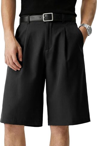 JMIERR Mens Baggy Dress Shorts Pleated Wide Leg Loose Fit Flat Front Elastic Waist Business Shorts in Saudi Arabia