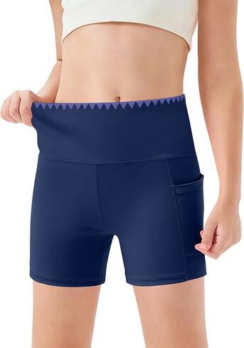 Kislio Girls Athletic Shorts Kids Workout High Waisted Biker Shorts with Pockets Yoga Dance Shorts Teen Summer Clothes in Kuwait