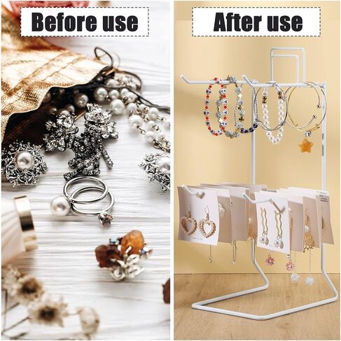 Coume 2 Pcs Jewelry Necklace Display Stand Metal Retail Counter Display Stand for Necklace Bracelets, Earrings, Ring, Keys, Watches(Black) in Saudi Arabia