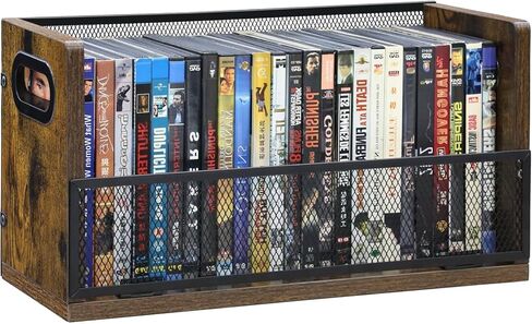 منظم حامل علبة DVD - عبوتان من حامل تخزين DVD مع مقابض يحمل 28 حافظة DVD كاملة، و32 حافظة Blu-ray، ورف Blu-ray لسطح المكتب أو الخزانة، ويمكن أيضًا لرف DVD تخزين ألعاب الفيديو | فيلم | VHS in Saudi Arabia