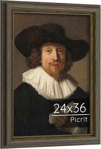 Picrit 24x36 إطار ملصق ذهبي برونزي عتيق، 2.75 بوصة واسعة الحدود المزخرفة الطراز الفيكتوري - إطار صورة قابل للتركيب على الحائط لفن المعرض وديكور المنزل، حزمة واحدة in Kuwait
