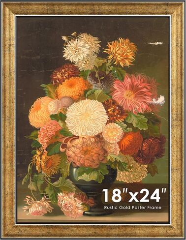 Picrit 24x36 إطار ملصق ذهبي برونزي عتيق، 2.75 بوصة واسعة الحدود المزخرفة الطراز الفيكتوري - إطار صورة قابل للتركيب على الحائط لفن المعرض وديكور المنزل، حزمة واحدة in Kuwait