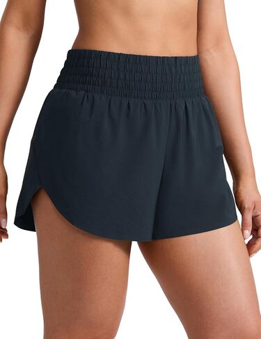 CRZ YOGA Split Dolphin Running Shorts for Women 2.5" - Curved Back High Waisted Quick Dry for Athletic Workout Gym Track in Saudi Arabia