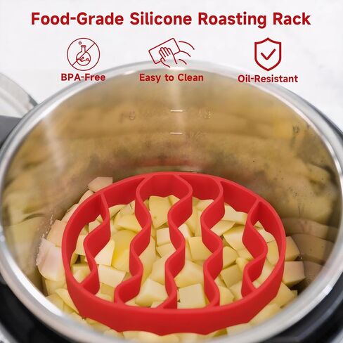 Silicone Roasting Rack, Silicone Cooker Rack Kitchen Cooking Accessories for Baking Cooking Steaming Cooling (Red) in Saudi Arabia