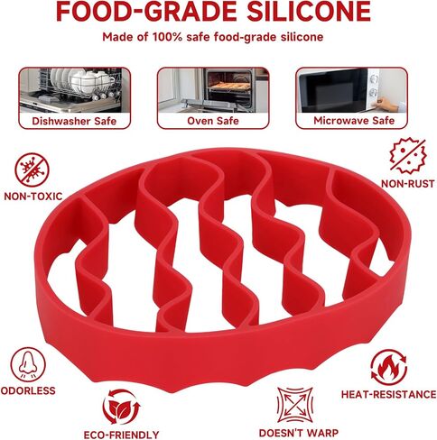 Silicone Roasting Rack, Silicone Cooker Rack Kitchen Cooking Accessories for Baking Cooking Steaming Cooling (Red) in Saudi Arabia