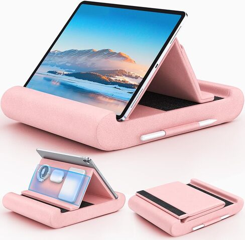 CreaDream Tablet Pillow Stand, Foldable Tablet Holder for Lap, Bed and Desk, Soft Pillow Pad with Pocket and Stylus Mount, for 4-13" Tablets, Like iPad Pro 11, 13, Air, Mini, Kindle, Galaxy Tab, Grey in Saudi Arabia
