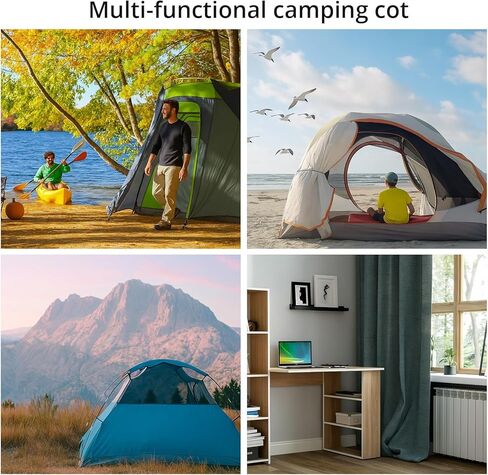Anbte Height Adjustable Camping Cot with Storage Net & Bag, Support up to 400lbs Comfortable Portable Cots for Adult Folding Bed for Camping Hiking Travel Truck Beach Office Nap, Black in Saudi Arabia