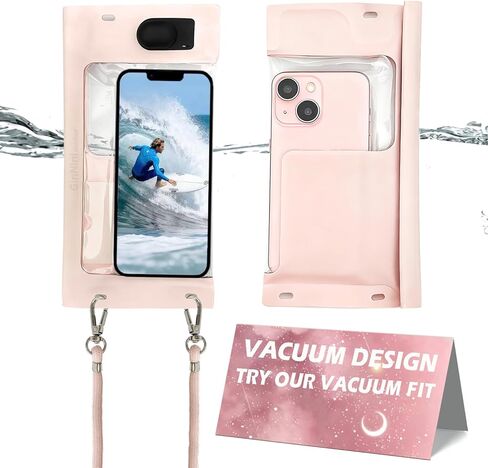 Vacuum Cell Phone Waterproof Phone Pouch iPhone Casemate Waterproof Phone case with Lanyard Small Water Proof Pouch Water Phone Protector Water case for Phone case Water Proof IP68 Max 7" Pink in Saudi Arabia