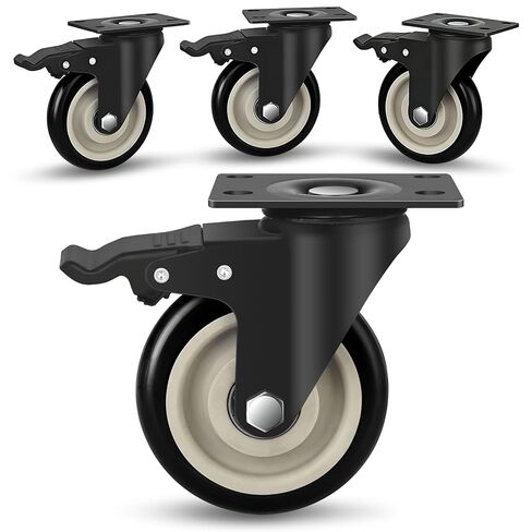 4 Inch Caster Wheels, Set of 4 Heavy Duty, Large Industrial Plate Casters with Dual Locking Brake, 2200lbs Load Capacity, Swivel Rolling Wheel for Cart, Furniture and Workbench in Saudi Arabia