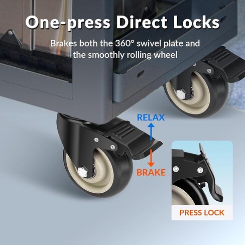 4 Inch Caster Wheels, Set of 4 Heavy Duty, Large Industrial Plate Casters with Dual Locking Brake, 2200lbs Load Capacity, Swivel Rolling Wheel for Cart, Furniture and Workbench in Saudi Arabia