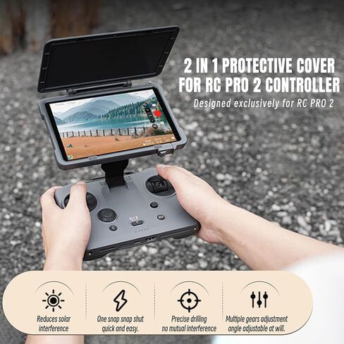 غطاء رأس مغناطيسي مضاد للوهج وغطاء سيليكون لكامل الجسم لجهاز تحكم DJI Mavic 4 Pro RC Pro 2 - تصميم قابل للطي، قابل للتعديل 270 درجة، مناسب تمامًا لطائرة DJI Mini 5 Pro/Mini 4 Pro Drone in Saudi Arabia