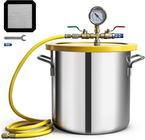 YELLOW JACKET 3 Gallon Vacuum Chamber with Tempered Glass Lid, Vacuum Degassing Stainless Steel Chamber for Stabilizing Wood, Silicone, Resin and Plaster Degassing in Saudi Arabia
