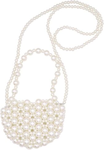 Girls Pearl Purse Small Pearl Beaded Shoulder Bag for Women Lady Beaded Clutch Evening Bag Wedding,Flap Message Bag in Saudi Arabia