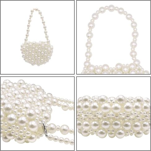 Girls Pearl Purse Small Pearl Beaded Shoulder Bag for Women Lady Beaded Clutch Evening Bag Wedding,Flap Message Bag in Saudi Arabia