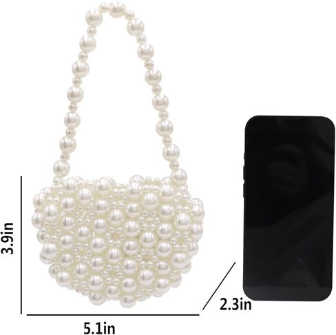 Girls Pearl Purse Small Pearl Beaded Shoulder Bag for Women Lady Beaded Clutch Evening Bag Wedding,Flap Message Bag in Saudi Arabia