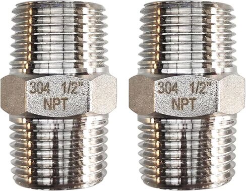 2 قطعة عرافة الفولاذ المقاوم للصدأ الحلمة 1/2 "NPT ذكر X 1/2" NPT ذكر وصلة أنابيب 1/2 بوصة الفولاذ المقاوم للصدأ الأنابيب الحلمات ذكر الأنابيب محول تركيبات الثقيلة الحلمات المتساوية موصلات in Kuwait