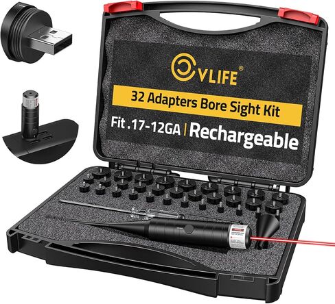 CVLIFE ليزر التجويف الأخضر/الأحمر القابل لإعادة الشحن مع 32 محولًا للتجويف الليزري المناسب من 0.17 إلى 12 جيجا، مجموعة Boresighter متعددة العيارات من الليزر in Saudi Arabia