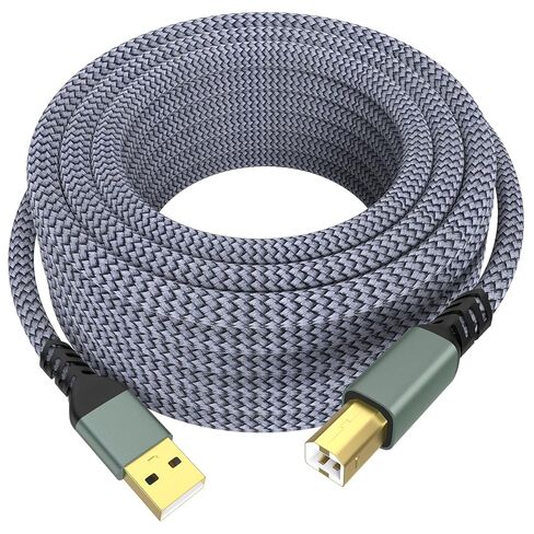كابل طابعة Sinoacc USB A إلى USB B كابل طابعة ماسح ضوئي مجدول من النايلون عالي السرعة 480 ميجا بت في الثانية متوافق مع لوحة مفاتيح HP Canon Dell Epson Brother Piano DAC Midi - موصلات مطلية بالذهب، أسود، 10 أقدام in Kuwait