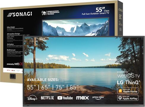 SONAGI Helios 65" Outdoor TV - Anti-Glare, IP65 Water, Dust Resistant Television with 1000-Nit Brightness for Direct Sun All Weather Viewing - Weatherproof 4K UHD Smart TV for Patio and Outside in Saudi Arabia