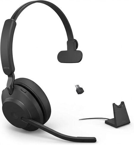 Jabra Evolve2 65 Wireless Headset USB Stereo MS, Bluetooth Dongle, Compatible with Zoom, Webex, Skype, Smartphones, Tablets, PC/MAC, 26599-999-998 (Beige), Global Teck Gold Support Plan Included in Saudi Arabia