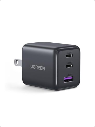 شاحن يو جرين 3 منافذ 30 وات USB C، شاحن iPhone مدمج GaN II شحن سريع، محول طاقة من النوع C لسلسلة iPhone 17/16/15، وSamsung Galaxy S25/24/23، iPad، أسود مطفي in Kuwait