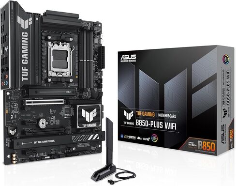 TUF Gaming B850M-PLUS WIFI7 AMD B850 mATX Motherboard, 14+2+1 80A DrMOS Power Stages, DDR5, PCIe 5.0, 3X M.2 Slots, WiFi 7, 2.5Gb Ethernet, DisplayPort, HDMI, Rear USB-C 20Gbps and Front USB-C 10Gbps in Saudi Arabia