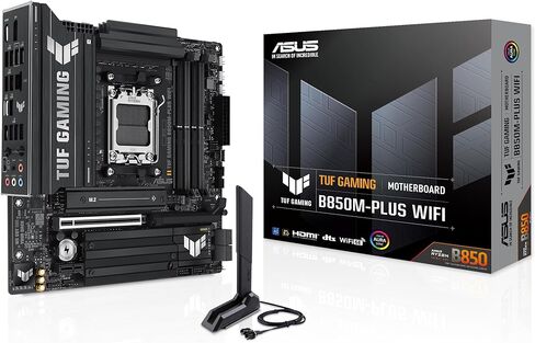 TUF Gaming B850M-PLUS WIFI7 AMD B850 mATX Motherboard, 14+2+1 80A DrMOS Power Stages, DDR5, PCIe 5.0, 3X M.2 Slots, WiFi 7, 2.5Gb Ethernet, DisplayPort, HDMI, Rear USB-C 20Gbps and Front USB-C 10Gbps in Saudi Arabia