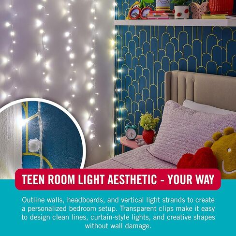 VELCRO Brand Indoor Light Clips for Hanging String Lights, Holds Up to 100 ft, Transparent Peel‑and‑Stick Wall Clips for Any Shape or Configuration, Damage‑Free and Removable, Pack of 48 in Saudi Arabia