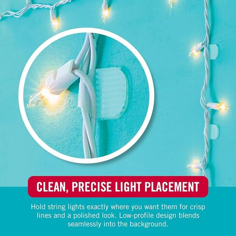 VELCRO Brand Indoor Light Clips for Hanging String Lights, Holds Up to 100 ft, Transparent Peel‑and‑Stick Wall Clips for Any Shape or Configuration, Damage‑Free and Removable, Pack of 48 in Saudi Arabia