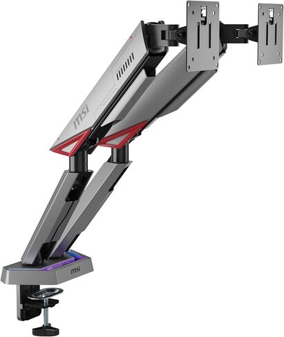 MSI MPG MT161R - Premium RGB Single Monitor Stand Arm, Supports 17-45" Screens and 35.2 lbs, VESA Compatible, Adjustable Spring Assisted Mount, Clamp & Grommet, Quick Release Plate - Black in Saudi Arabia