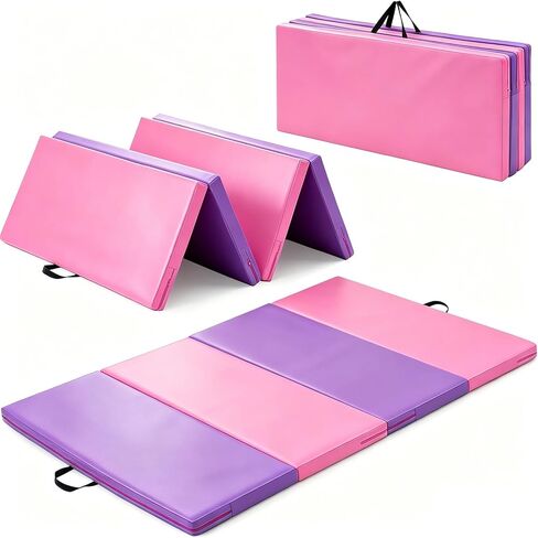 Gymnastics Mat, 3.6'x6'x2'' Thick Folding Kids' Tumbling Exercise Mat with Carrying Handles for Home Gym Workout & Active Play in Saudi Arabia
