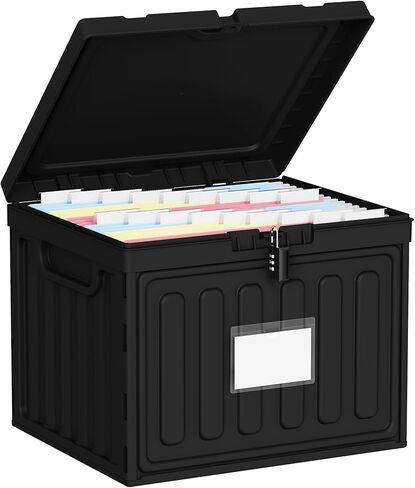 Oterri Plastic File Box with Lid for Letter Size Hanging File Folders, Hanging File Folder Box for Home, Office, School, File Cabinet, Assembly File Organizer, Stackable Storage Bins,Clear in Kuwait