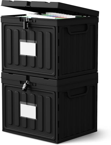 Oterri Plastic File Box with Lid for Letter Size Hanging File Folders, Hanging File Folder Box for Home, Office, School, File Cabinet, Assembly File Organizer, Stackable Storage Bins,Clear in Kuwait