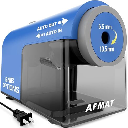 AFMAT Electric Pencil Sharpener, Fully Automatic Pencil Sharpener for 6.5-10.5mm No.2/Jumbo/Colored Pencils, Auto in & Out, 5 Sharpness Modes, 10000+ Sharpenings for Classroom Home Office, PSC5(Red) in Kuwait