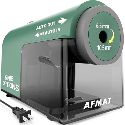 AFMAT Electric Pencil Sharpener, Fully Automatic Pencil Sharpener for 6.5-10.5mm No.2/Jumbo/Colored Pencils, Auto in & Out, 5 Sharpness Modes, 10000+ Sharpenings for Classroom Home Office, PSC5(Red) in Kuwait