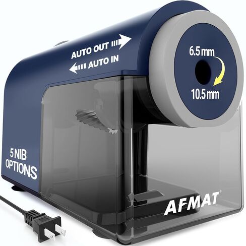 AFMAT Electric Pencil Sharpener, Fully Automatic Pencil Sharpener for 6.5-10.5mm No.2/Jumbo/Colored Pencils, Auto in & Out, 5 Sharpness Modes, 10000+ Sharpenings for Classroom Home Office, PSC5(Red) in Kuwait