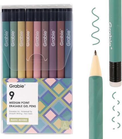 Grabie Erasable Gel Pens, Medium Point 0.7 mm Erasable Pens, Make Mistakes Disappear for Drawing Writing Planner, Pack of 6, Black in Saudi Arabia
