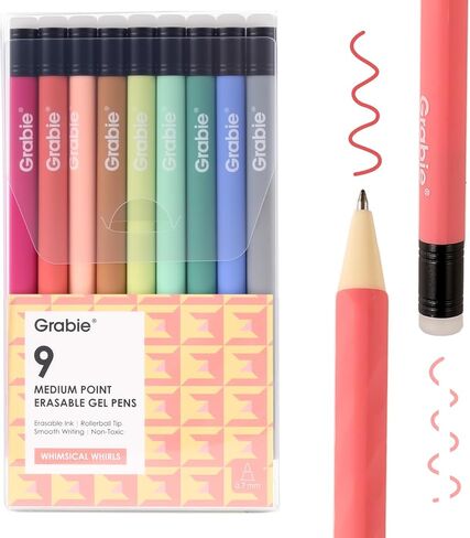Grabie Erasable Gel Pens, Medium Point 0.7 mm Erasable Pens, Make Mistakes Disappear for Drawing Writing Planner, Pack of 6, Black in Saudi Arabia