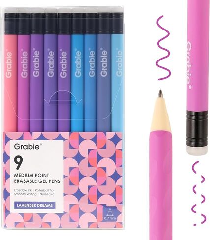 Grabie Erasable Gel Pens, Medium Point 0.7 mm Erasable Pens, Make Mistakes Disappear for Drawing Writing Planner, Pack of 6, Black in Saudi Arabia