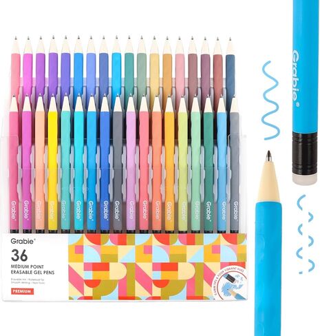 Grabie Erasable Gel Pens, Medium Point 0.7 mm Erasable Pens, Make Mistakes Disappear for Drawing Writing Planner, Pack of 6, Black in Saudi Arabia
