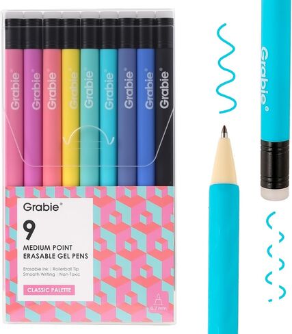 Grabie Erasable Gel Pens, Medium Point 0.7 mm Erasable Pens, Make Mistakes Disappear for Drawing Writing Planner, Pack of 6, Black in Saudi Arabia