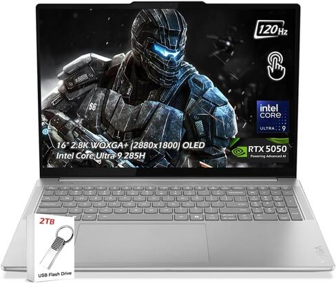 لاب توب لينوفو يوجا برو 9i مقاس 16 بوصة - Intel Ultra 9 285H 16-Core، NVIDIA GeForce RTX 5060، ذاكرة الوصول العشوائي 32 جيجابايت، 1 تيرابايت NVMe SSD، 16.0 بوصة 3.2K Tandem OLED 120 هرتز 1000-nits، Windows 11 Pro in Kuwait