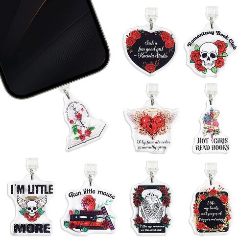 Dust Plug Charm Type C, 9 Pcs Dark Romance Gothic Bookish Anti-Dust Plugs Compatible with USB-C E-Reader Phone Tablet, Dark Academia Gifts for Readers Writers Book Lovers in Saudi Arabia