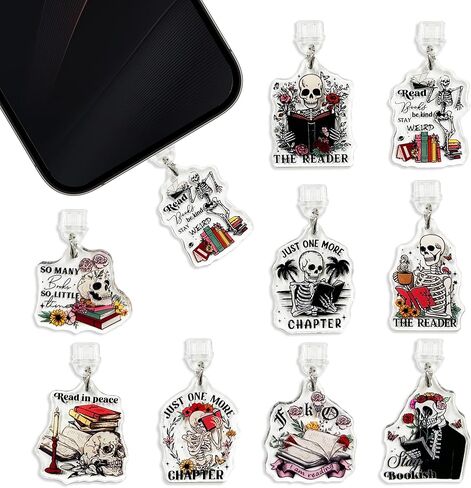 Dust Plug Charm Type C, 9 Pcs Dark Romance Gothic Bookish Anti-Dust Plugs Compatible with USB-C E-Reader Phone Tablet, Dark Academia Gifts for Readers Writers Book Lovers in Saudi Arabia
