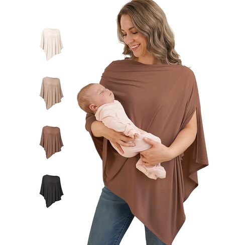 Konssy Knit Nursing Cover for Breastfeeding, 360 Full Privacy Breathable Breastfeeding Cover, Multi-use Carseat Canopy (Blush Beige) in Saudi Arabia