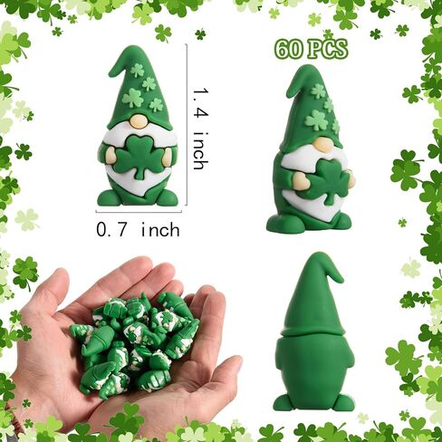 30 Pcs Mini St Patrick's Day Gnomes Figurines Miniature Tiny St Patrick's Day Collectible Figurines Little Shamrock Gnomes Figures to Hide and Seek for Irish Decorations (30) in Saudi Arabia