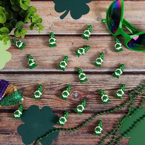 30 Pcs Mini St Patrick's Day Gnomes Figurines Miniature Tiny St Patrick's Day Collectible Figurines Little Shamrock Gnomes Figures to Hide and Seek for Irish Decorations (30) in Saudi Arabia